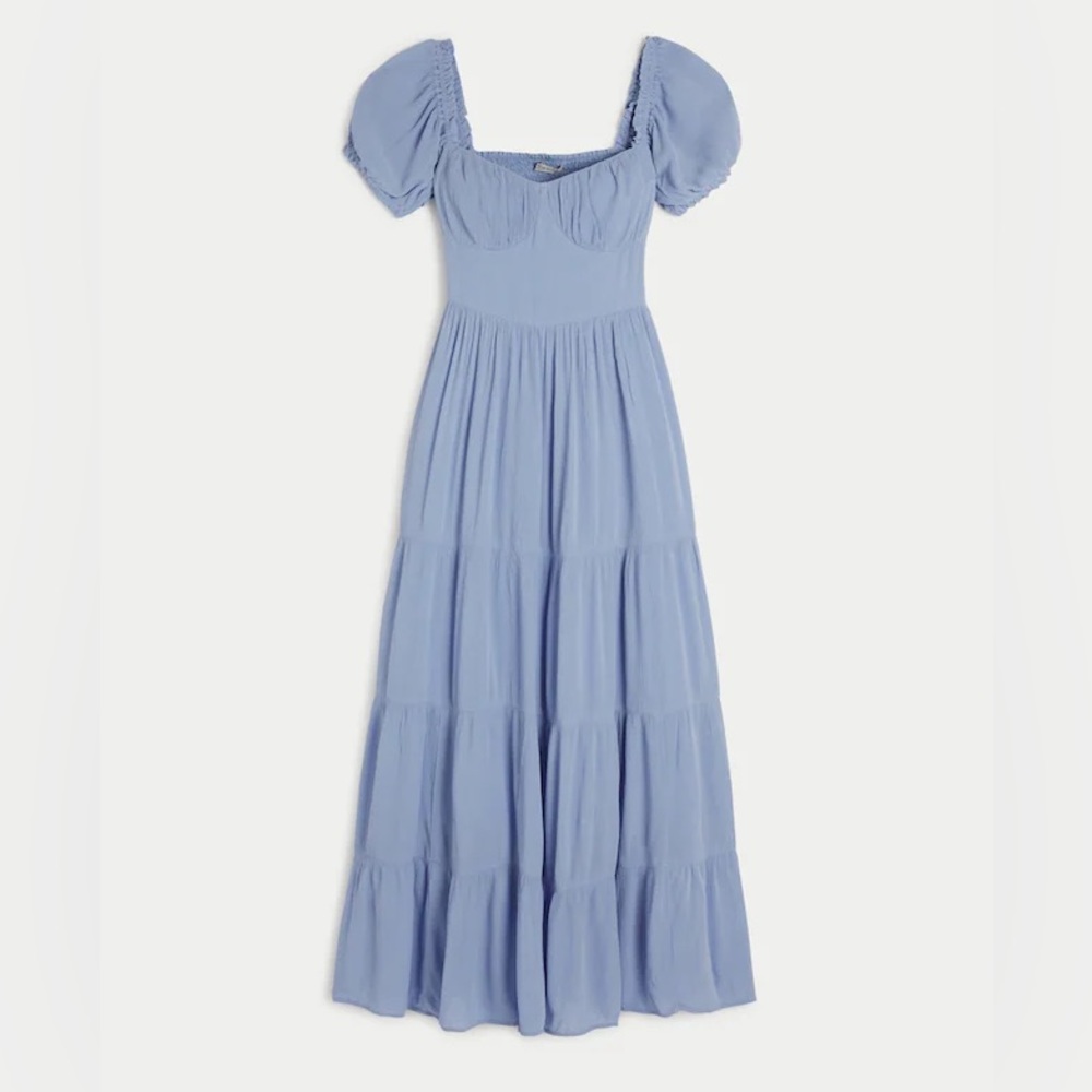 Hollister NWT open back short sleeve maxi dress size small in light blue